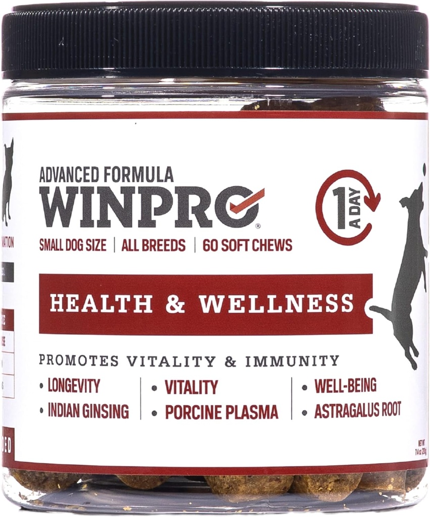 WINPRO Pet Health & Wellness Chews for Small Dogs, 60 Soft Chews, Plasma Powered, Grain zdarma doplněk pro malé psy poskytující vitalitu a podporu imunity