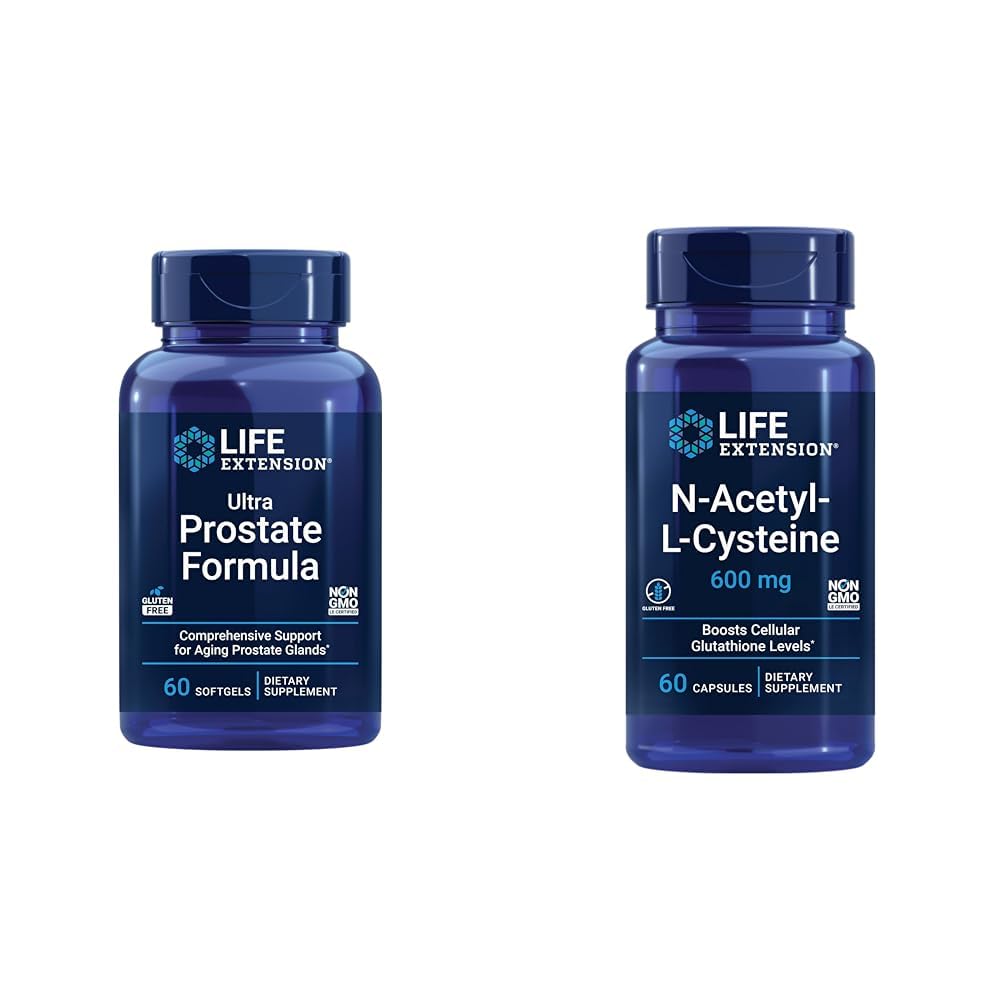 Life Extension Ultra Prostate Formule, Saw Palmetto pro muže, pygeum, žihadlo Nettle & N-Acetyl- L-Cysteine (NAC), Imunity, Respirační, Zdraví jater, NAC 600 mg