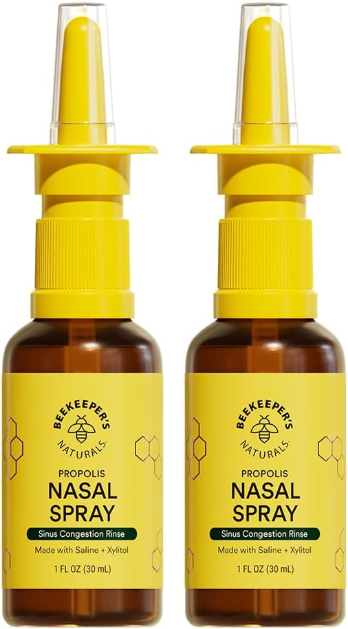 Beekeepers Natural Spray pro dospělé s Propolis, Xylitol & Saline, ClearNasal Congestion, Moisturizes Sinus Canal, & Decongest Sinus Cautities, 1 fl oz (Balení 2)