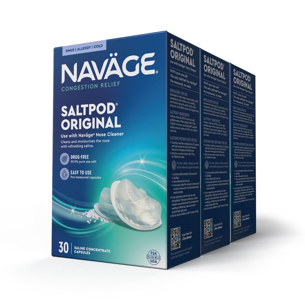 Navage SaltPod Bundle 3 30- Balení (90 SaltPods) - Navage Salt Pod Refills Only - Exkluzivně navržen pro Navage Nasal zavlažovací systém - Sinus Rinse a slané pudy pro rychlé a uklidňující úlevy