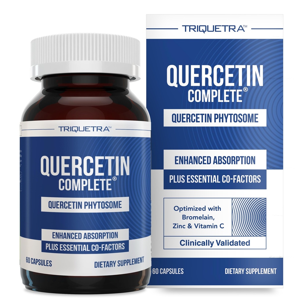 Quercetin Complete ® Quercetin Phytosom s 50X vyšší absorpcí, Klinicky osvědčený a patentovaný Quercefit - Nejúčinnější forma Quercetinu - Vylepšená bromelain, zinek a vitamín C (60 Kapsle)
