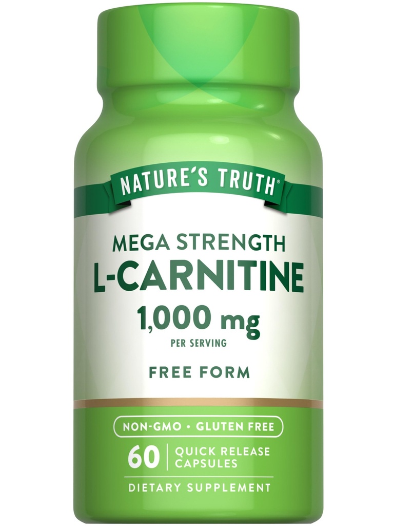 Nature 's Truth L- Carnitin 1000mg CLAS124; 60 Kapsle 124; Mega Strength CLAS124; Free Form CLAS124; Non- GMO & gluten Free Supplement