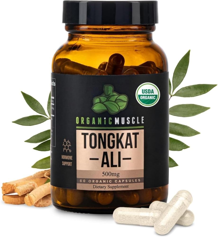Organic Muscle Tongkat Ali pro muže, 500mg - Čisté & Potenciální USDA Eurycoma Longifolia Root Doplněk 60 Počet - Wild Grown Men 's Health Hormon Podpora mužského výkonu, Drive & Energizer
