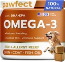 PAWFECTCHEW Fish Oil Omega 3 pro psy - Alergie Relief - Joint Health - Itch Relief, Shedding - Kůže a kabát dodatek - Aljašský losos Oil Chews - Omega 3 6 9 - EPA & DHA mastné kyseliny