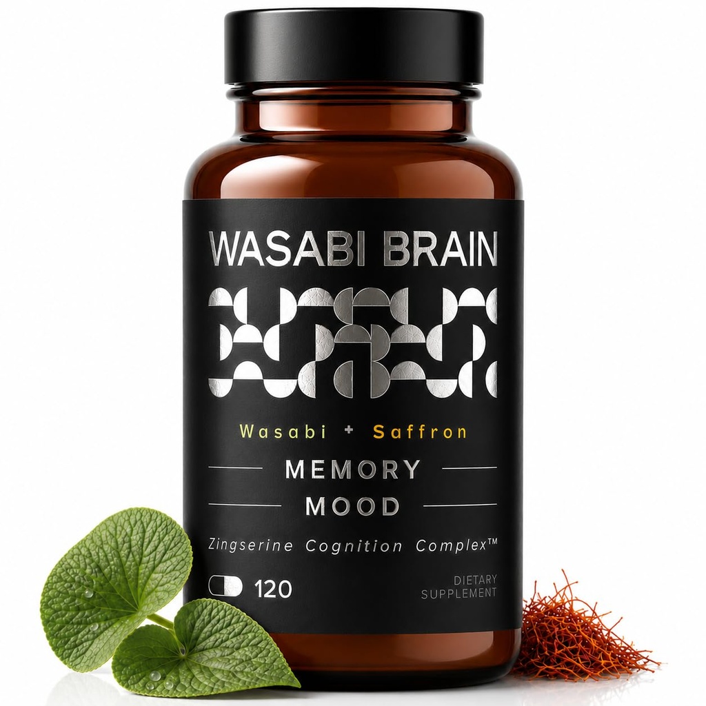Organic Wasabi Extract + Zingserine Cognition (2 Month Supply) Nejcílenější doplněk paměti - Superior klinické důkazy Vinpocetin, Apoaequorin, Nuriva, Prevegen & Ginkgo