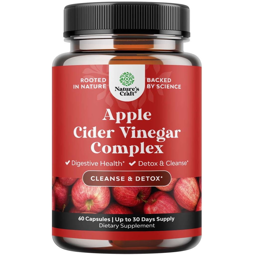 Čištění Apple Cider Ocet Kapsle - ACV čisticí a detox pilulky pro Gut a stravitelné zdraví s štíhlé Cayenne - Extra síla ACV Kapsle pro Gut Cleanse a plné tělo Detox (30 Služeb)