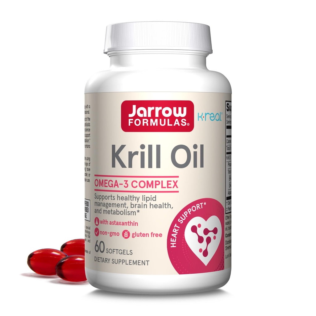 Jarrow Difficias Krill Oil - Fosfolipid Omega33 Komplex s Astaxanthin - 60 Softgels - 30 Servings - Podporuje Lipid Management, Metabolismus, Brain & Heart Health - EPA & DHA - Gluten Free - Non- GMO