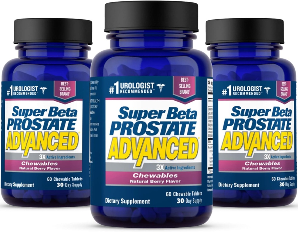 SUPER BETA PROSTÁT Advanced Chewables - dodatek k podpoře prostaty pro zdraví mužů (180 Žvýkání, 3-Pack)