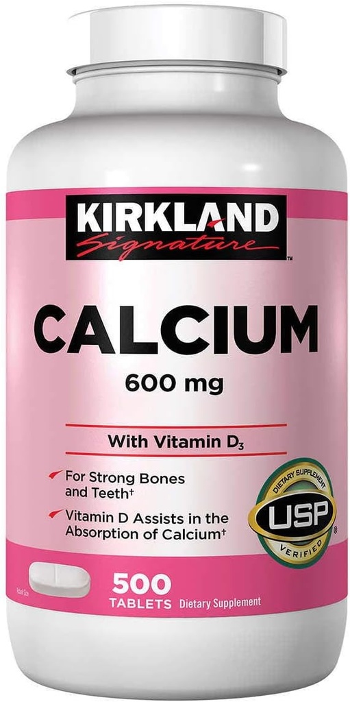 Kirkland Podpis vápník 600 mg. s vitamínem D3, 500 Tablety (4 balení)