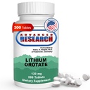 Dr. Hans Nieper Lithium Orotate 5 mg, 200 Počet, Laboratorní testování, Non- GMO, Gluten Free, Vegan Friendly, podporuje zdraví mozku