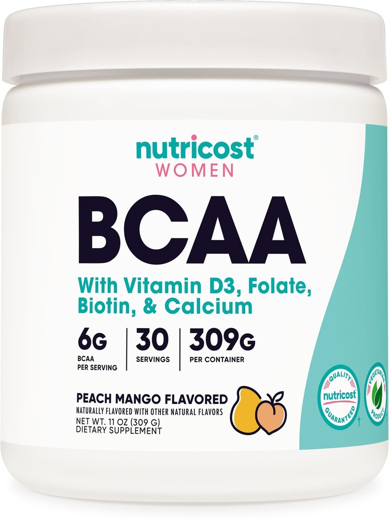 Nutricost BCAA pro ženy (Peach Mango, 30 Služeb) - Vyrobeno speciálně pro ženy - Non- GMO a gluten- bez