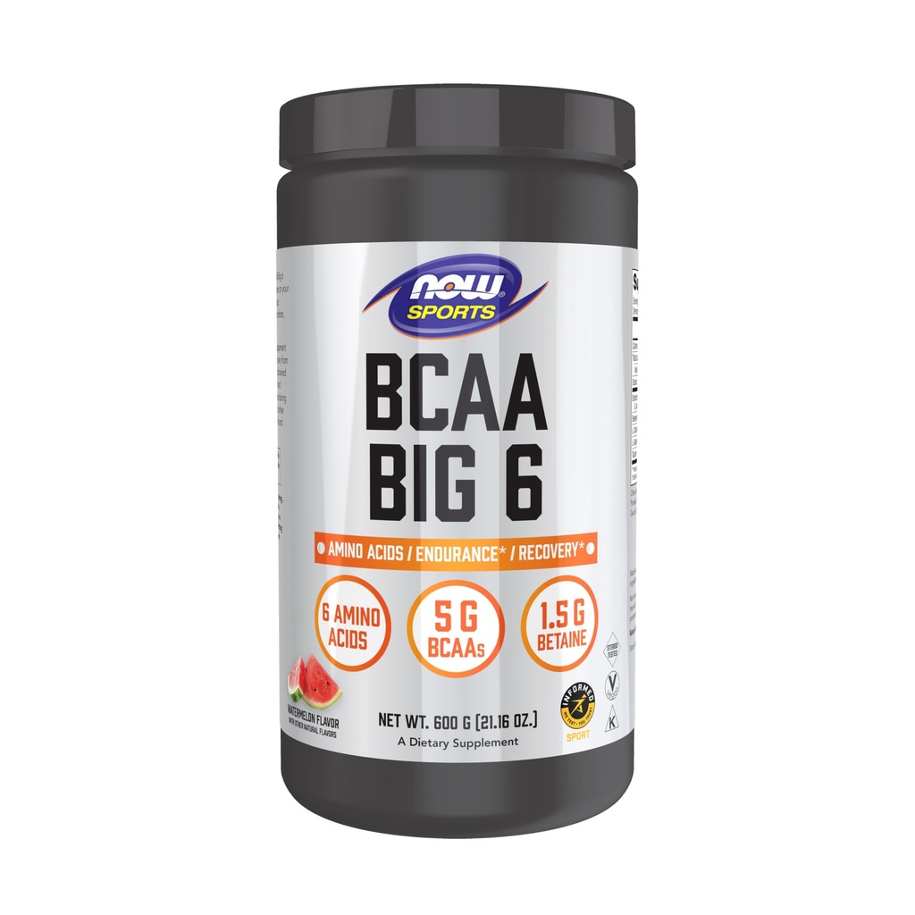 Nyní Potraviny Sportovní výživa, BCAA (rozvětvený řetězec aminokyselin) Big 6, Meloun vodní Flavor, 600 Grams