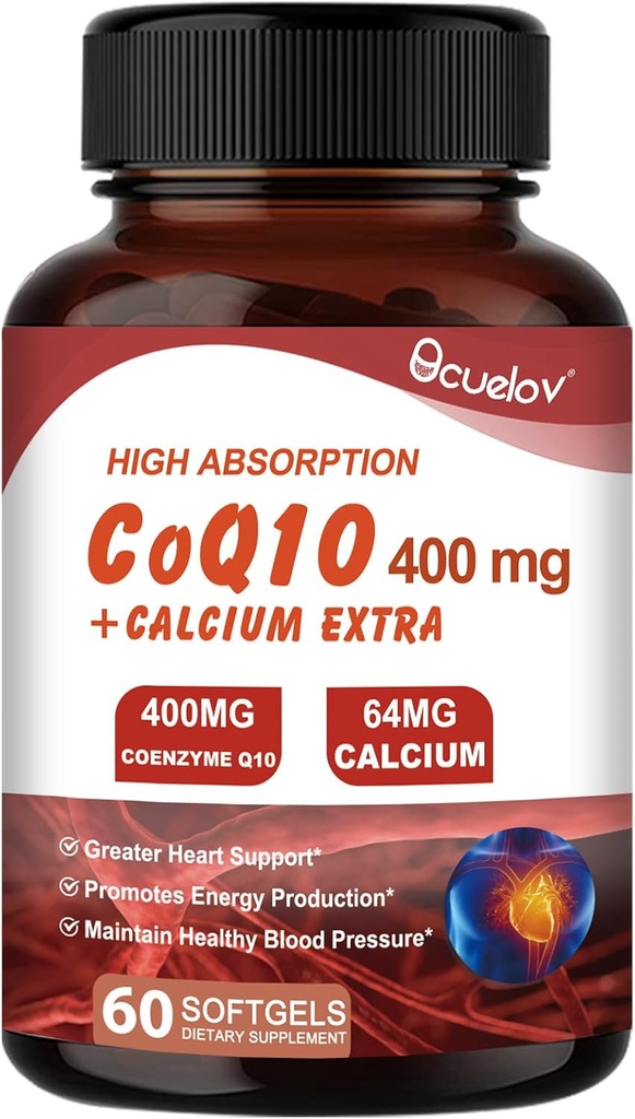 CoQ10 400mg Kapsle, Koenzym Q10 High Absorpční doplňky CARL 124; Srdeční podpůrné látky a doplněk k buněčné výrobě energie, No Dairy, No Gluten - 60 Kapsle (30 Serv)