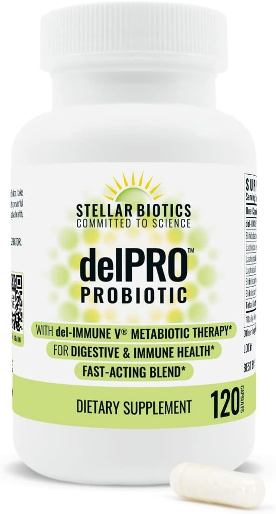 Del- Imunitation V ® + Delpro Probiotic & Prebiotic Blend by Star Biotics - Promotes Optimal Gut Health, Digestion, Imunitary Support & Mood (120 Kapsle)