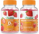 Živý vitamín D 5000 IU + Imunitní podpora, Gummies Bundle - Velký přípitek, dodatek k vitamínu, gluten zdarma, GMO zdarma, Žvýkací žlab