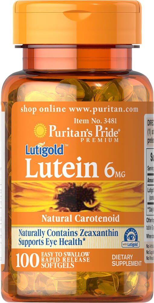 Puritans Pride Lutein 6 Mg se Zeaxanthin Softgels, 100 Počet
