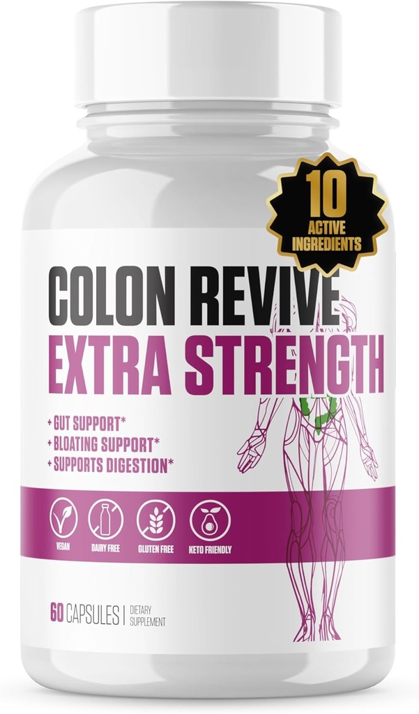 Colon Revive Extra Streng124; # 1 Hodnocené Colon Cleanse & Detox dodatek 124; Stravovací podpora, snížení nadýmání, Zácpa Relief w / Buckthron, Alfalfa, Aloe Vera + více pro muže a ženy - 60 pilulky