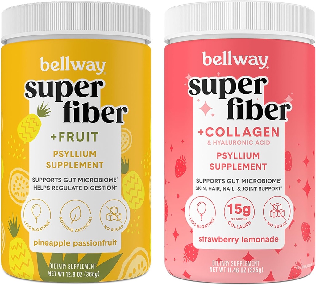 Bellway Super Fiber Powder + Ovoce, Ananas Passion Ovoce Super Fiber Powder + Kolagen, Jahodová citronáda