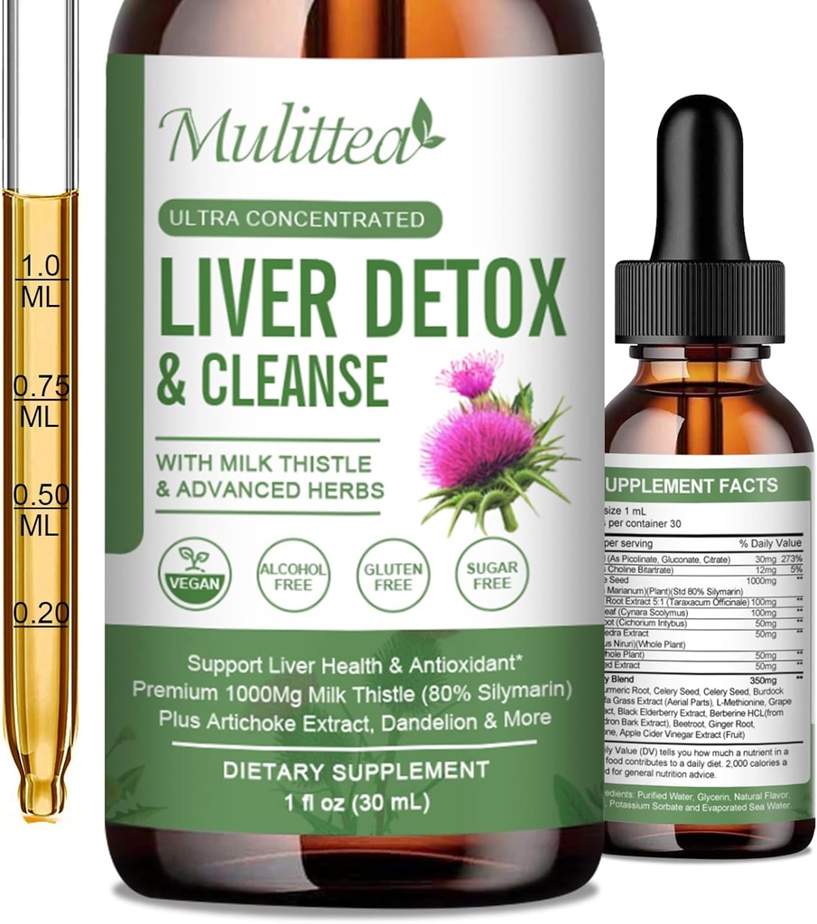 Játra Zdraví kapalné Kapky - Podpora Játra čištění Detox & Opravy s Artichode Mléko Thistle Silymarin Extract, Pampeliška, Kurkuma, Berberine k obnovení w / 21 Potentní Herb- Nutrients