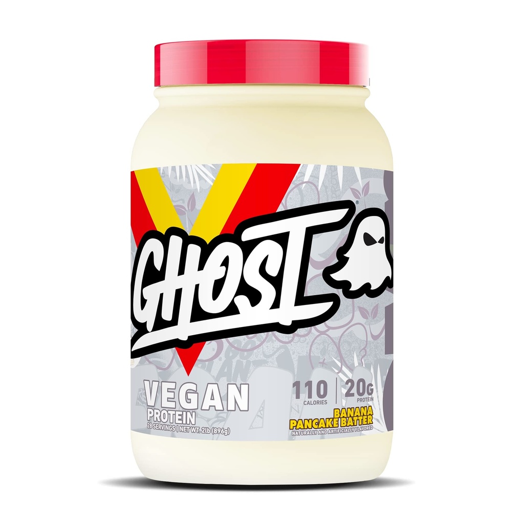 GHOST Vegan Protein Powder, Banana Pancake Batter - 2lb, 20g proteinu - Plant- Based Pea & Organic Pumpkin Protein - The Post Workout & Nutrition Shakes, Smoothies, & Pečení - Soy & Gluten- Free