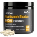 NAD dodatek - NAD + s Nicotinamidem Ribosidem (NR) a Resveratrol Quercetin 900mg Čisté organické NAD Plus pro buněčné opravy funkce zdravého stárnutí mozku, 80 Kapsle