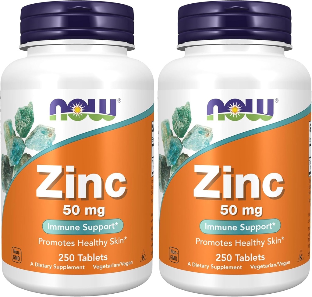 Nyní doplňky, zinek (zink glukonát) 50 mg, podporuje funkce enzymu *, imunitní podpora *, 250 tablet (balení po 2)