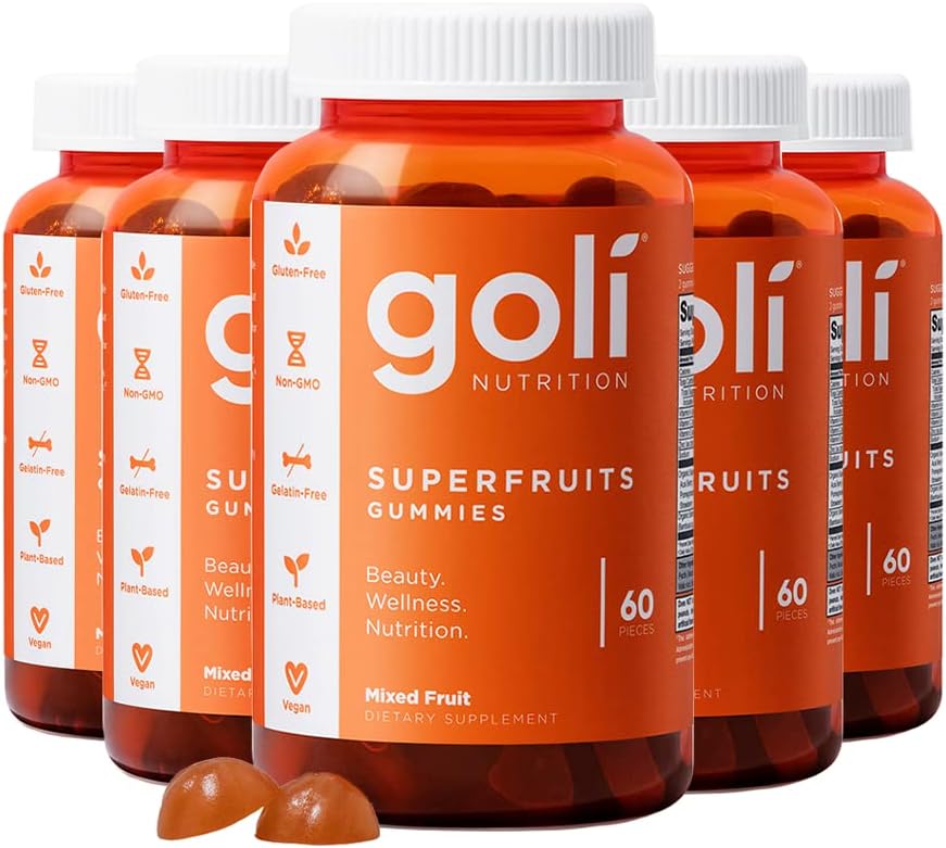 Goli Nutriční dodatek, Superfruit Krása Gummy Vitamin - 300 Počet - Collagen- Podpora ingredience - Smíšené ovoce, Vegan, Plant- based, Non- GMO, gluten- Free & Želatina zdarma