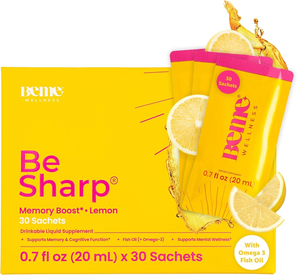 BeMe Liquid Omega 3 Rybí olej - Kurkumin, Lemon Balm Extract & Omega 3 Dodatek pro ženy - Patentovaný EPAX ® pro rychlou absorpci a vysokou biologickou dostupnost - Podporuje paměť a zdraví mozku
