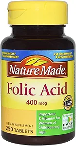 Přírodní kyselina listová 400 mcg (665 mcg DFE) Tablety, 250 Počet (balení po 3)