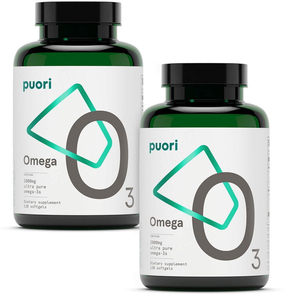 Puori Omega 3 Příplatek k rybímu oleji - Ultra čistý a nehořlavý divoký rybí olej s 2000mg Omega 3 mastné kyseliny, 1250mg EPA & 500mg DHA podporuje srdce, mozek & oční zdraví - IFOS Certified - 240 Softgels
