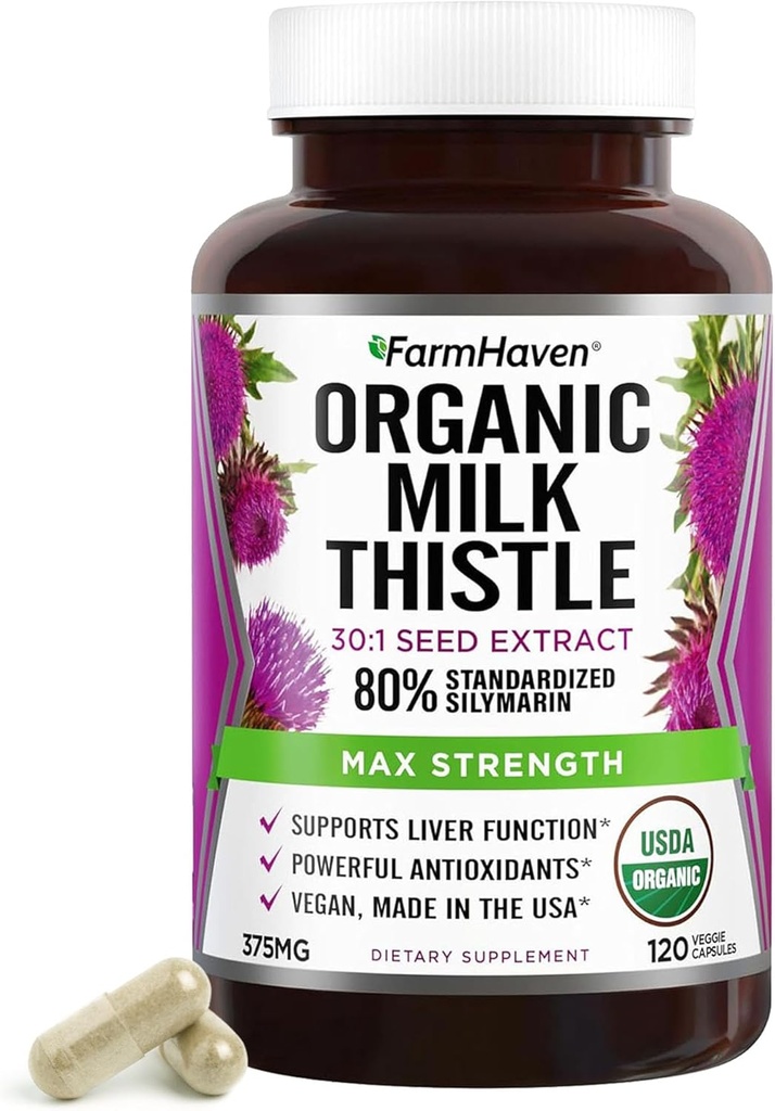 FarmHaven Silymarin Mléko Thistle Kapsle 124; 375mg Síla Tobolky 124; 30X Koncentrovaný Seed Extract & 80% Standardizované Silymarin Thanks 124; Non- GMO Thanks 124; 120 Veggie Kapsle