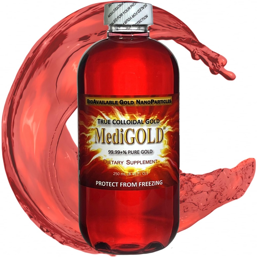 MediGOLD ® True Koloidní Gold AuNP Nutriční dodatek - 250 ml v čiré plastové lahvičce