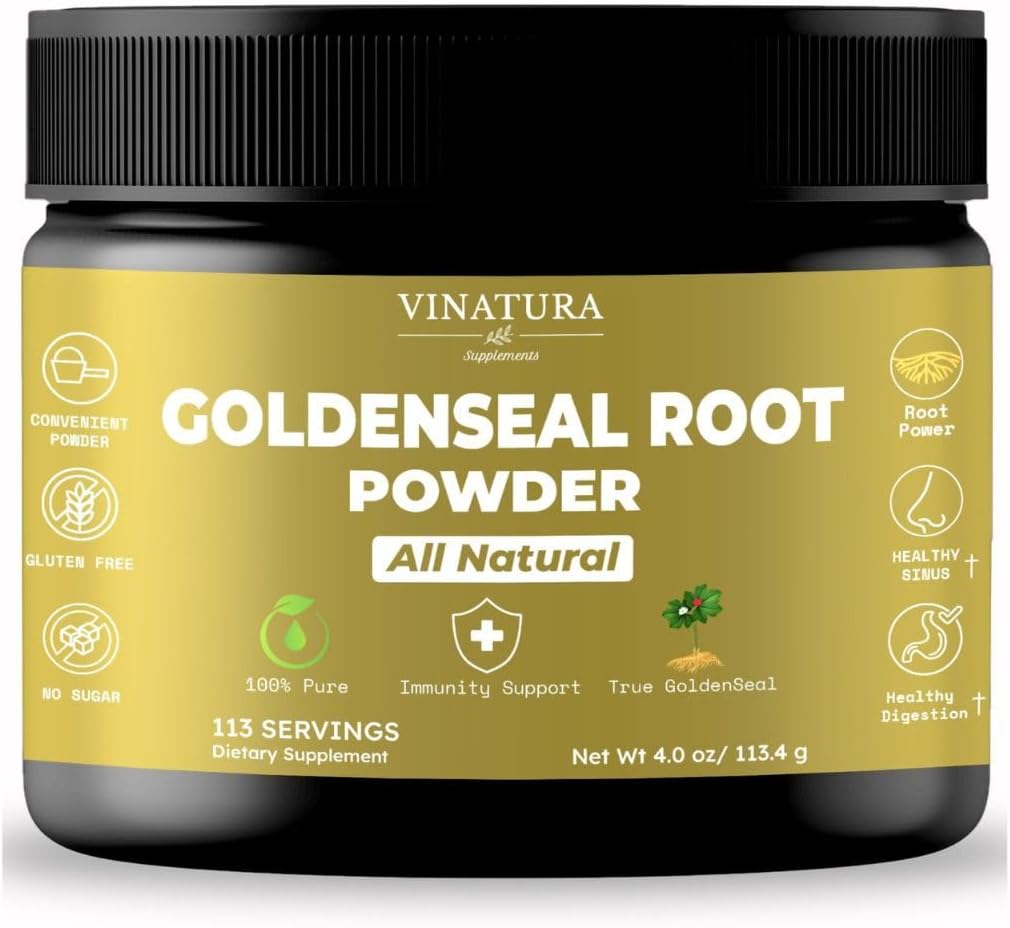 Goldenseal Root Powder - 4 oz, 113 Servings * USA Made & Tested * Čistý přírodní Goldenseal Root Powder Dodatek