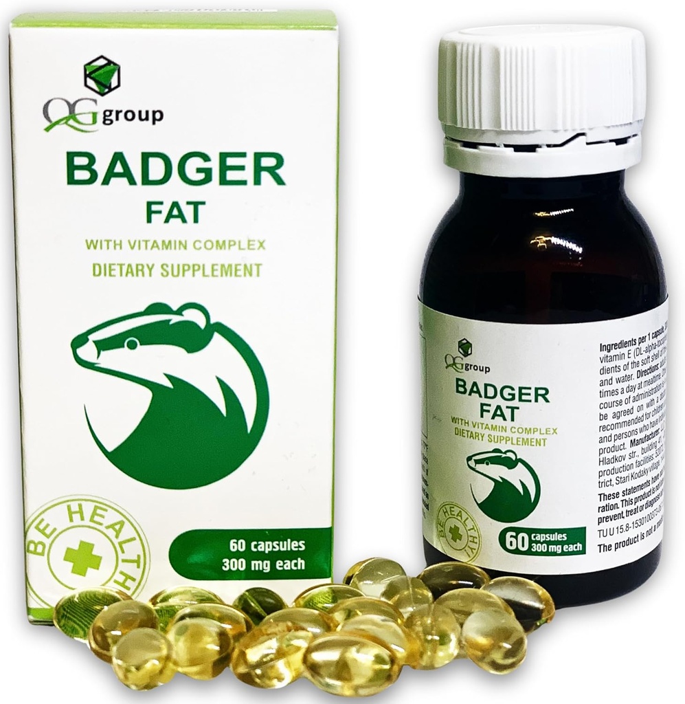 QG skupina Badger Fat přírodní zdroj polynenasycených mastných kyselin - 60 tobolek, 300 mg