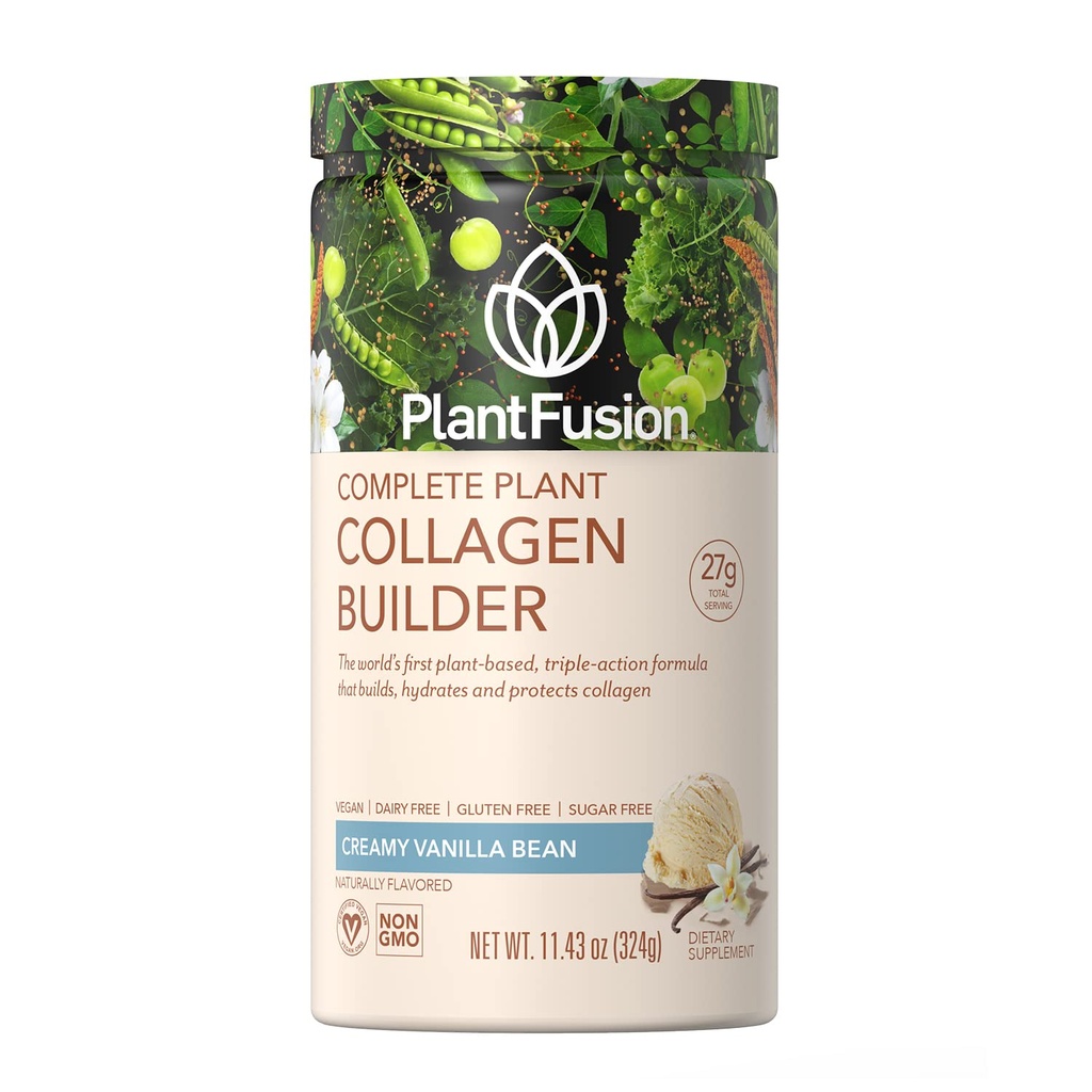 PlantFusion Vegan Collagen Powder - Kolagenový protein na bázi rostlin prášek pro svalovinu a klouby, vlasy, kůže a nehty - Keto, Gluten Free, Soy Free, Non- Dairy, No Sugar, Non- GMO - Vanilla 11.43 oz