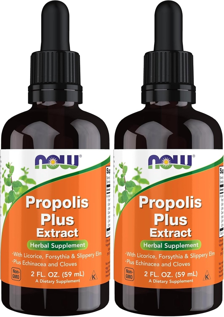 Nyní doplňky, Propolis Plus Extract Liquid s kapátkem, Bylinný dodatek, 2-Ounce (Balení po 2)