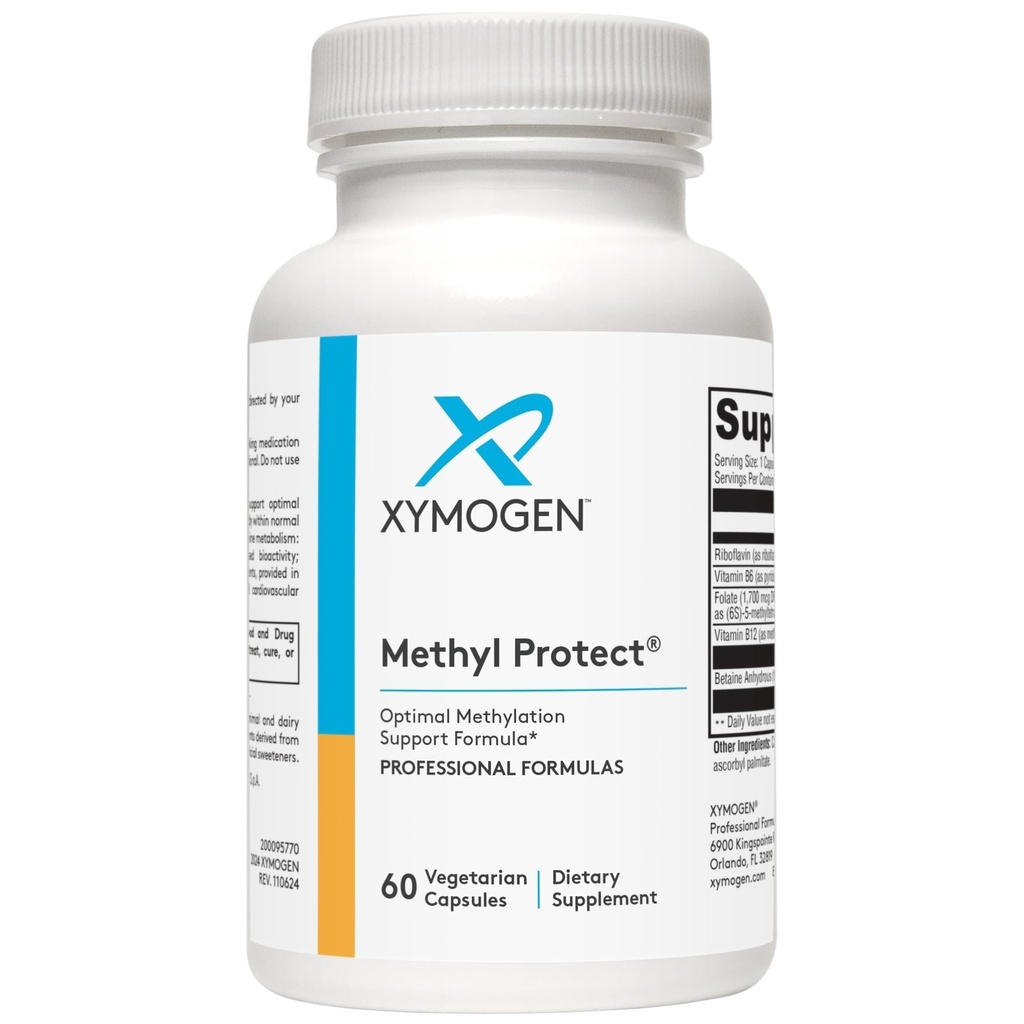 XYMOGEN Methyl Protect - Optimální metylační vzorec s methylfolátem, vitaminem B12 (methylkobalamin b12), Riboflavin + B6 vitaminy - kognitivní, homocystein + doplněk srdečního zdraví (60 Kapsle)