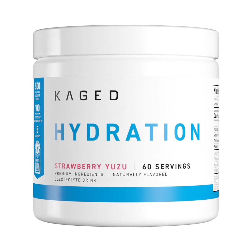 Kaged Hydration Electrolytes Powder 124; Strawberry Yuzu Current 124; Hydray- Charge Sports Drink Mix Current 124; Pre, Post, Intra Workout Current 124; Low Carb, Vegan, Gluten Free Current 124; Doplněk pro muže a ženy 124; 60 Služeb