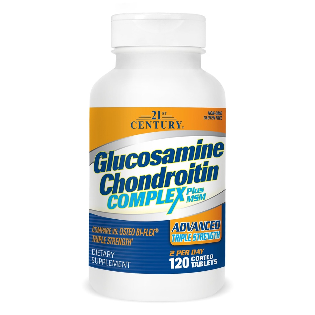 21. Století Glucosamine Chondroitin Complex Plus MSM, Pokročilá trojitá síla, 120 tablet