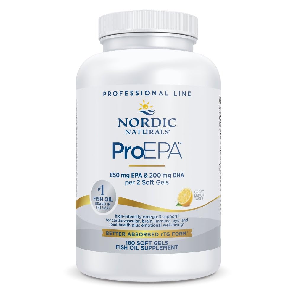 Nordic Naturals ProEPA, Lemon - 180 Soft Gels - 1210 mg Omega33 - Vysoce účinný vzorec EPA pro zdravý nádech, srdeční zdraví a buněčnou funkci - Non- GMO - 90 Služeb