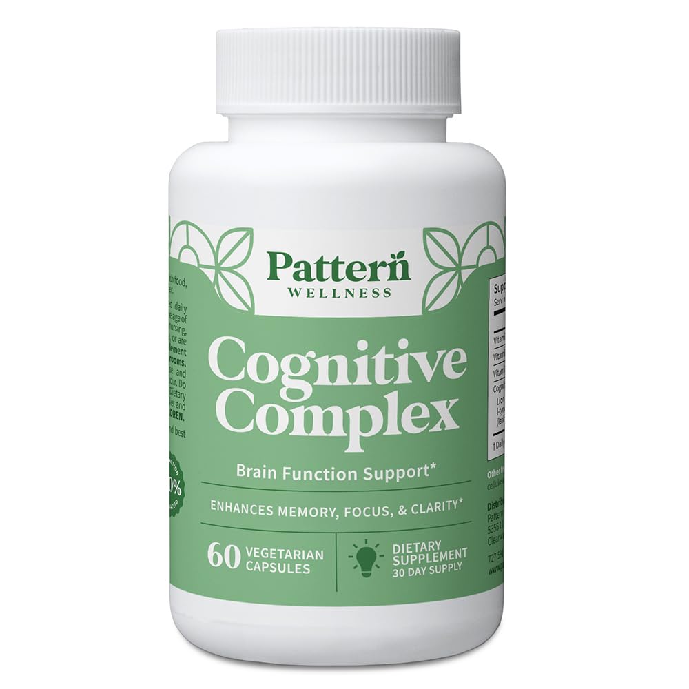 Vzor Wellness Cognitive Complex Dodatek - Podporuje paměť, soustředění, duševní jasnost a zdraví mozku - Lion 's Mane, Bacopa, B Vitamíny - 60 Vegetariánské kapsle
