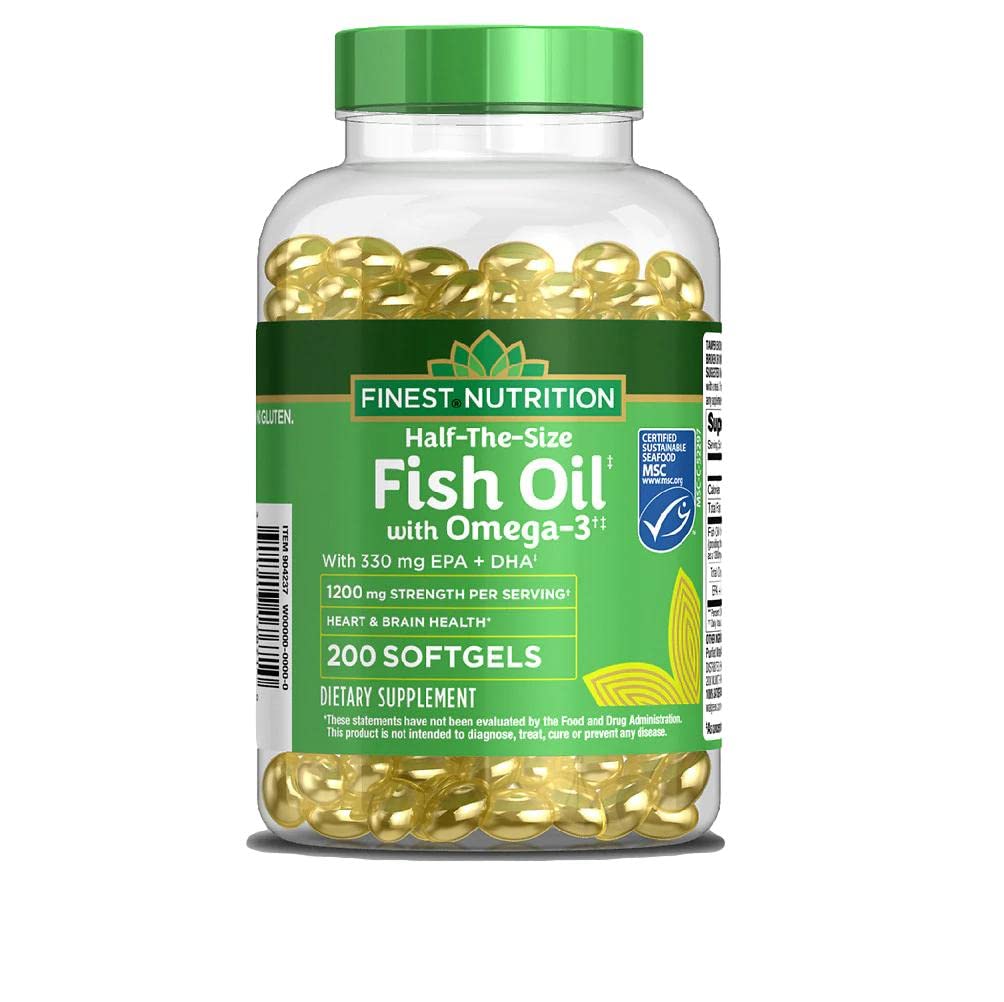 Nejjemnější výživa polo- the- Size Fish Oil 1200 mg, Softgels, 200 ea