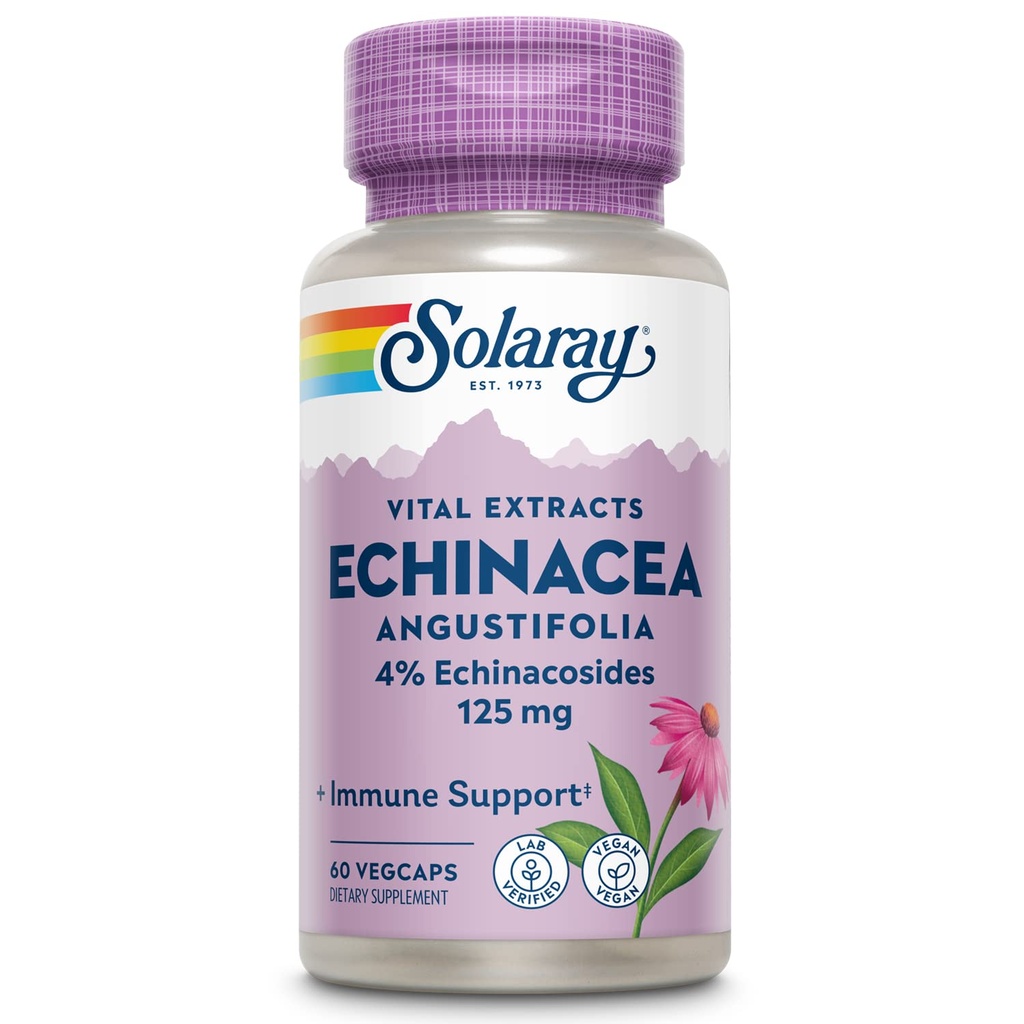 SOLARAY Echinacea Angustifolia Root Extract 125 mg / 124; Podpora zdravé imunity a dýchacích funkcí