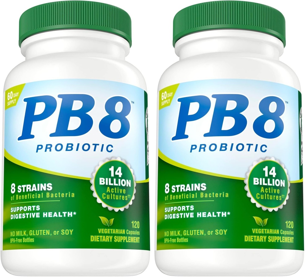 Nutriční nyní PB 8 Probiotický Acidophilus pro život * vegetariánský dietní dodatek pro muže a ženy, 120 Počet (balení po 2)