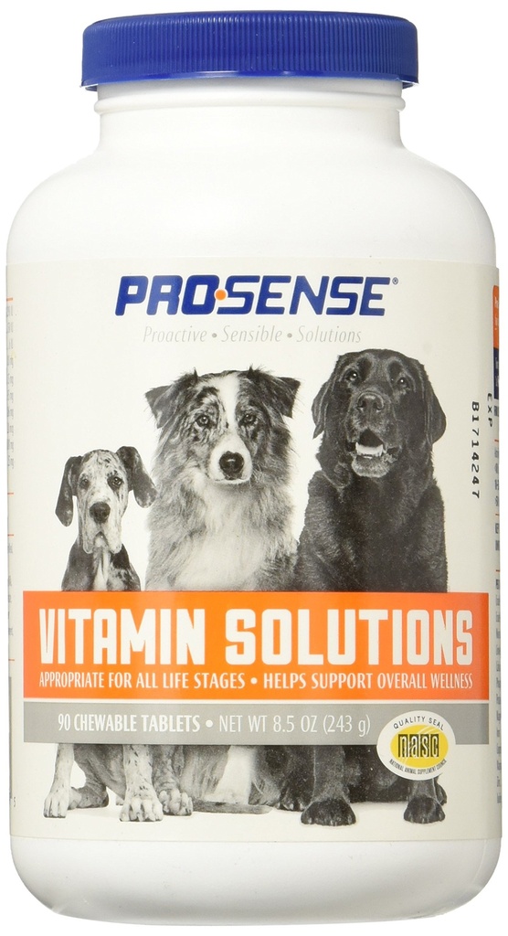 Prosense Vitamin Solutions 90 Počet, Žvýkací tablety pro psy, Pomáhá podporovat celkové Wellness (P-87039)