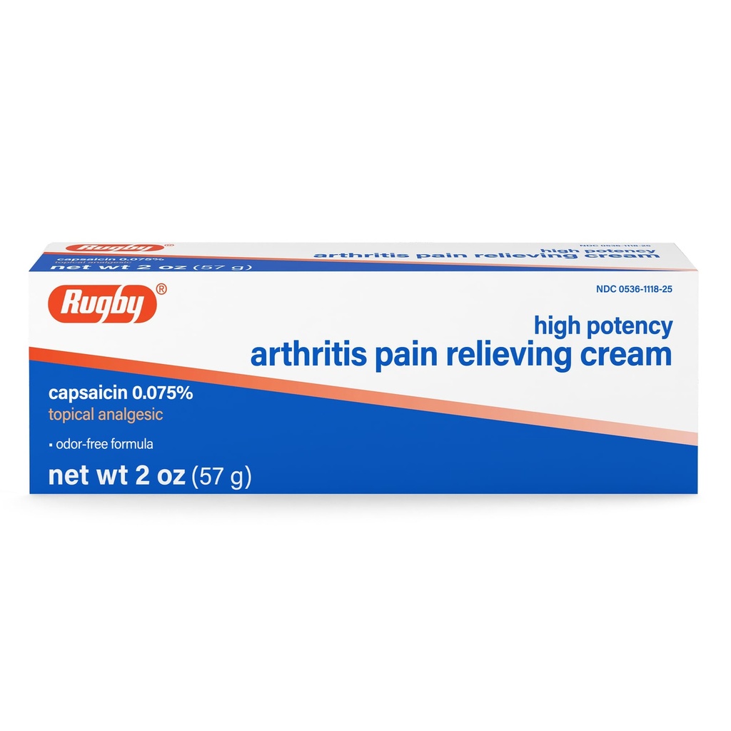 Ragby High Potency Capsaicin 0, 075% Cream - Pain Relief Cream for Artritis - 2 Oz (57g), (1 balení)