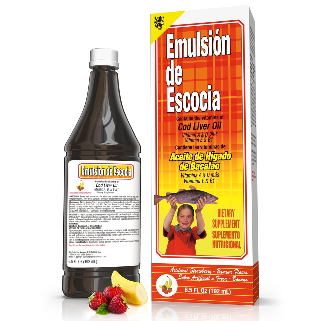 EMULSION DE ESCOCIA Strawberry / Banana 6.5 Oz. Treska jaterní olej