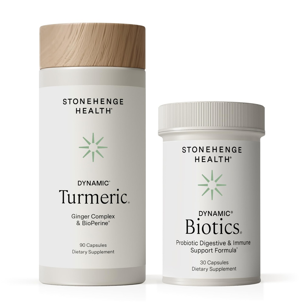 Stonehenge Zdraví Dynamic Turmeric, Dynamic Biotics Probiotic: Spony a potrava Support Bundle