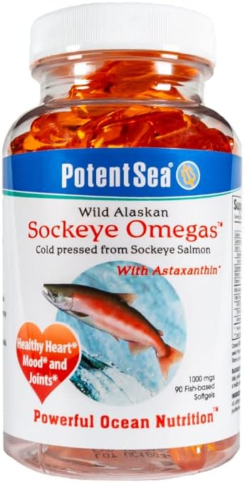 Wild Alaskan Sockeye Omegas Salmon Rybí olej dodatek, Omega33 EPA a DHA, Easy Digestion, Cold Pressed, 90 Softgel