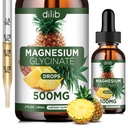 Glycinát hořečnatý dodatek, kapalné Glycinát hořečnatý Kapky 500mg-Support Stress Relief, Relaxation, Mood, Sleep, Bone & Muscle-2 Fl Oz, Vegan, Ananas Flavor